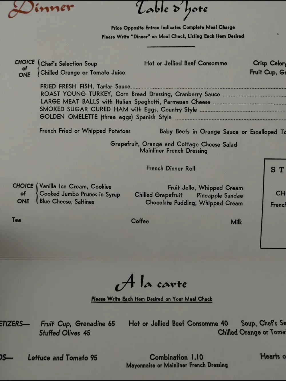 Two Vintage Illinois Central Dining Service Menu - Orange & White Railroad